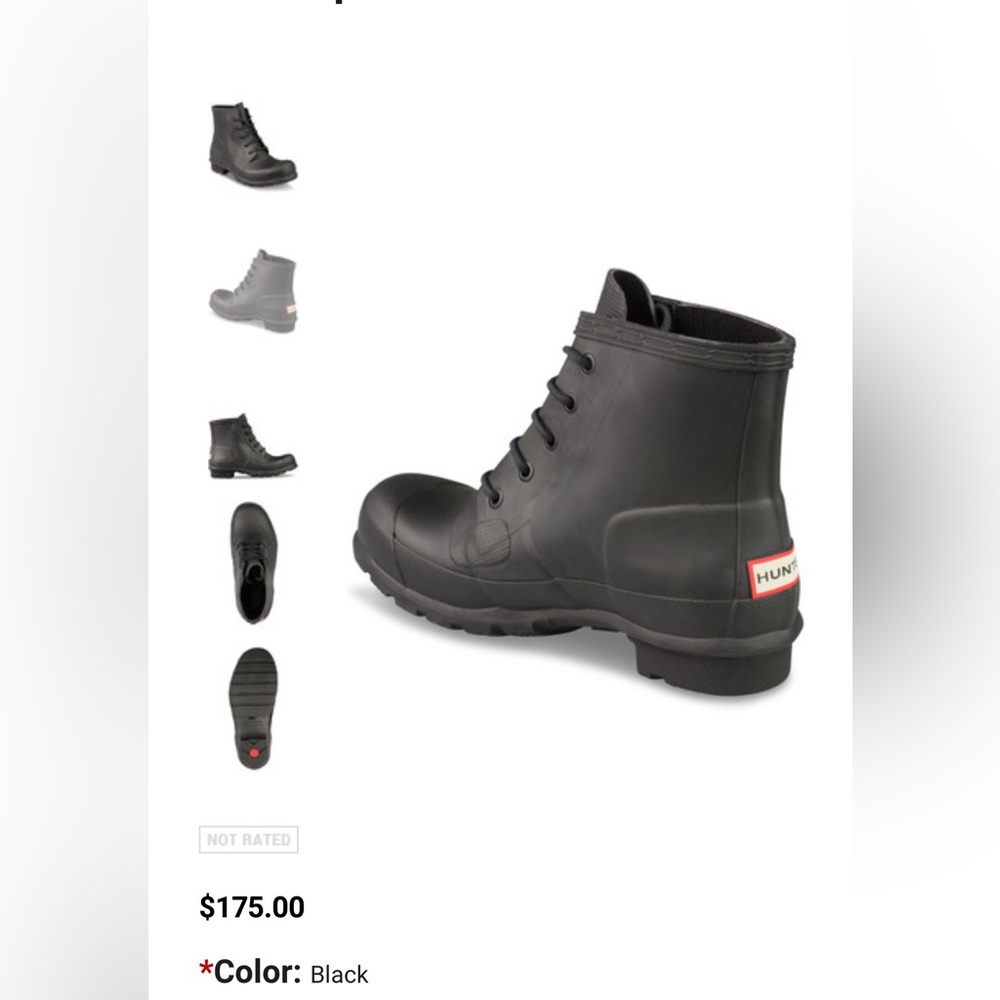 Hunter Women’s Original lace-up rain boot Black. Size 9